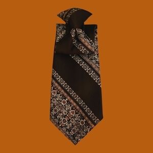 Vintage TITCHE'S Man Shop Dallas Brown and Orange Floral Men's Clip-on Tie